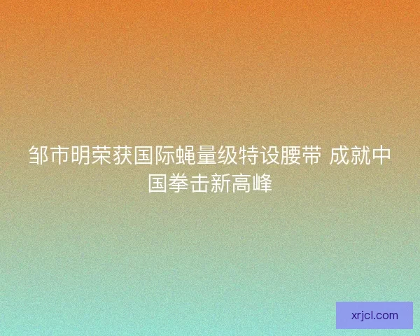 邹市明荣获国际蝇量级特设腰带 成就中国拳击新高峰